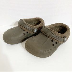 Dual Crocs Comfort™ Faux Fur Lined Adjustable Strap Croc Shoes Warm Brown 10-11
